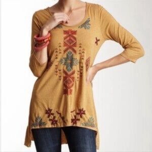 Johnny Was JWLA Gillian Flounce Back Embroidered Tunic Size Small